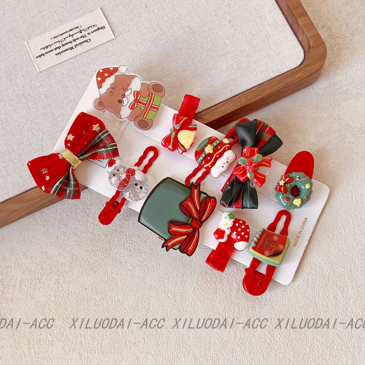 Kids Christmas Santa Hair Clip Set