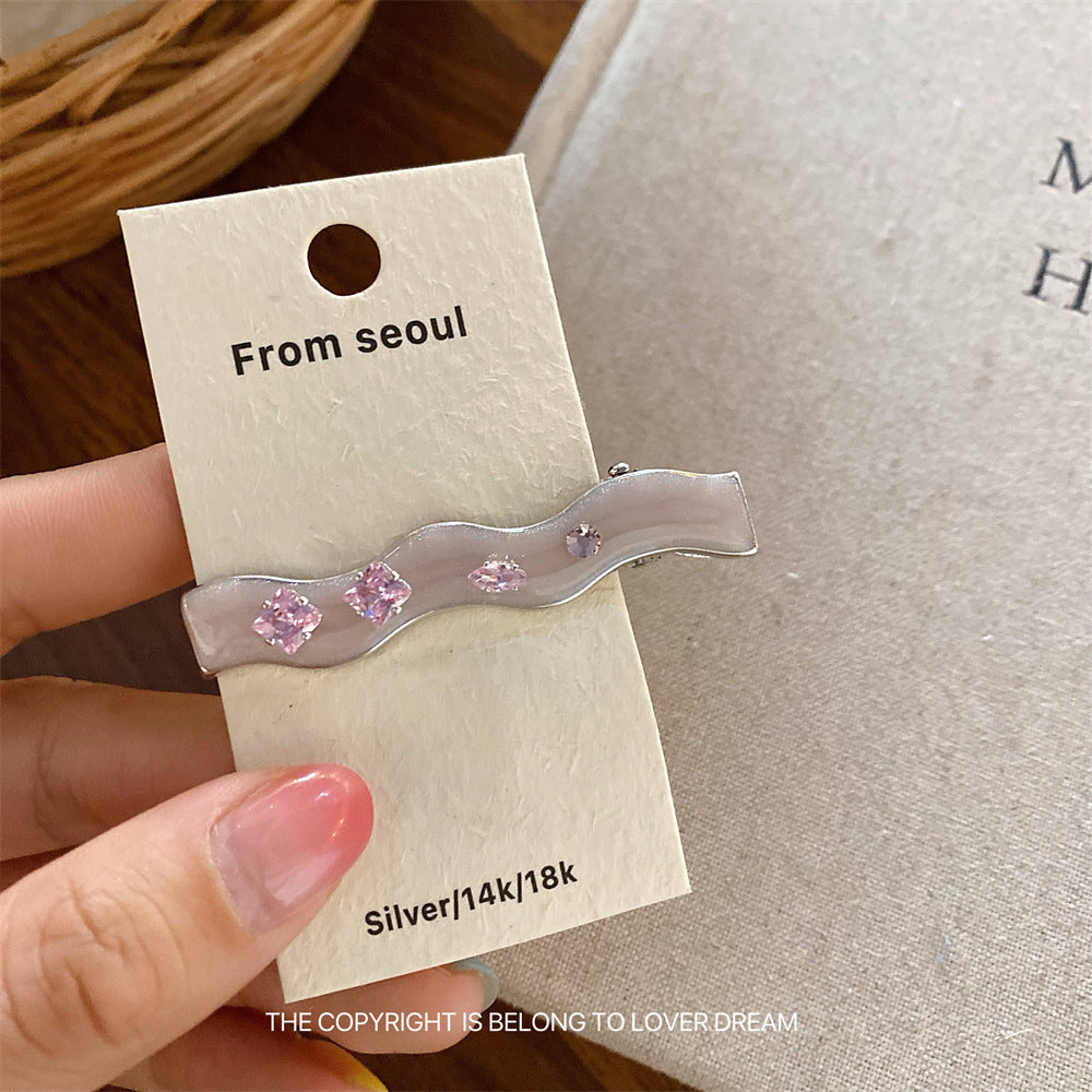 Pink Rhinestone Geometric Hair Clip