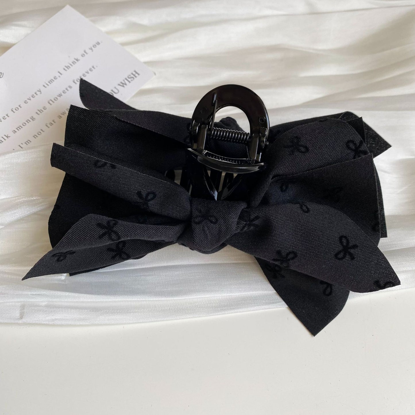 Gray Bow Fabric Hair Scrunchie