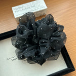 Large Rhinestone Organza Hair Scrunchie