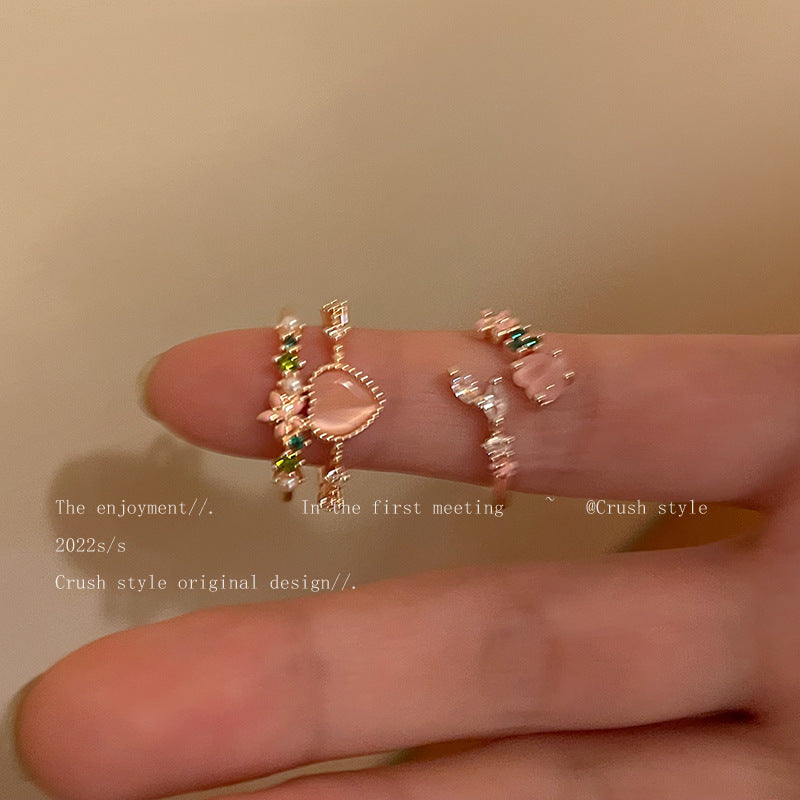 Double Heart Zircon Ring