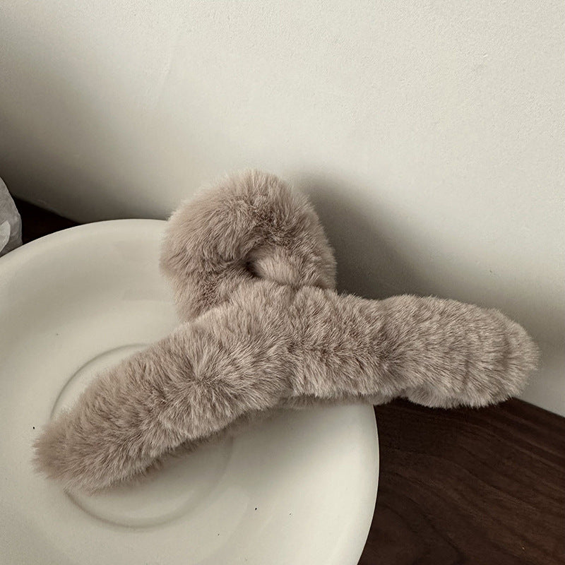 Autumn Winter Plush Wrapped Hair Claw
