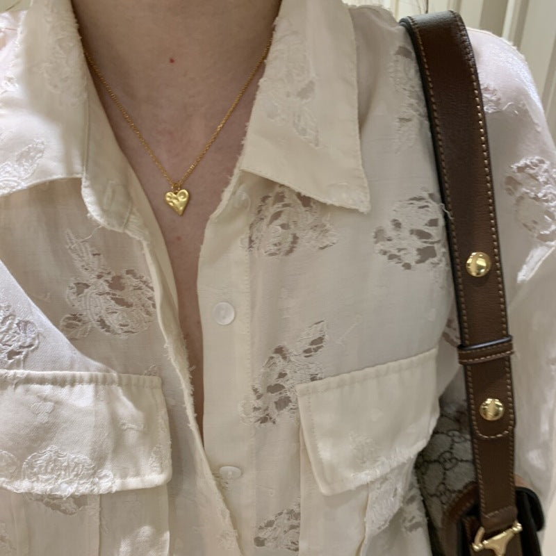 Matte Hammered Heart Necklace