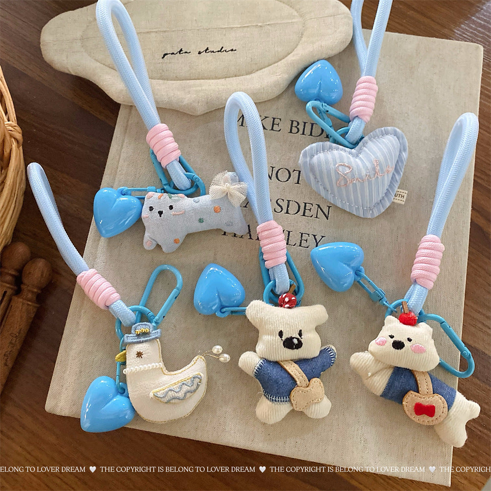 Blue Bear Heart Keychain