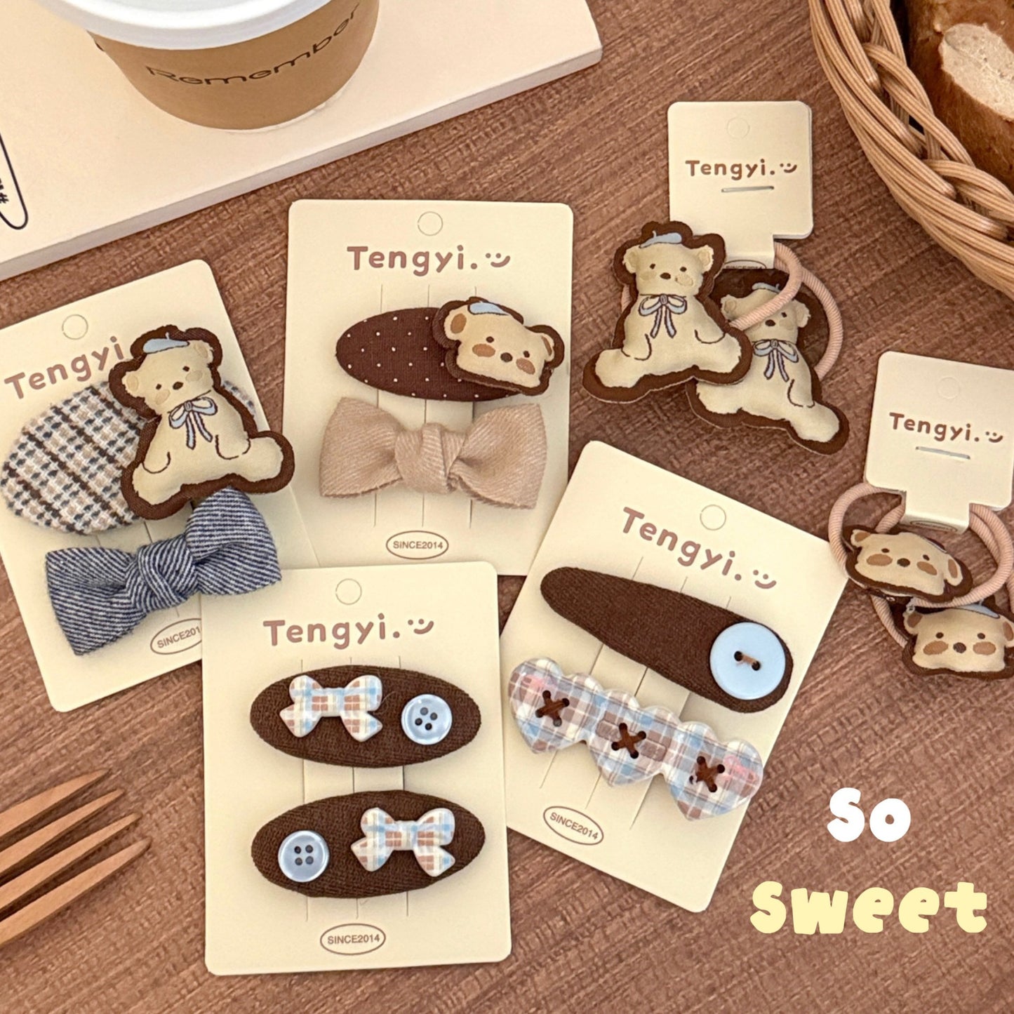 Korean Cream Bear Hair Clip