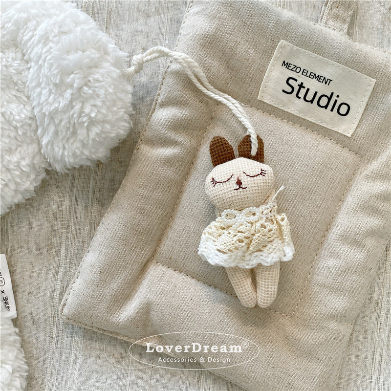 Fabric Bear Swan Dog Keychain