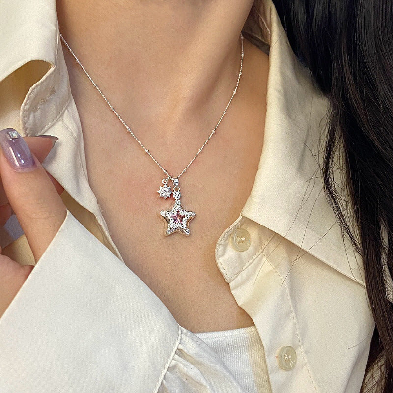 Star Whisper – Star & Pearl Pendant Necklace & Earrings Set