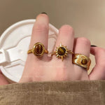 Gold Sunflower Tiger Eye Ring