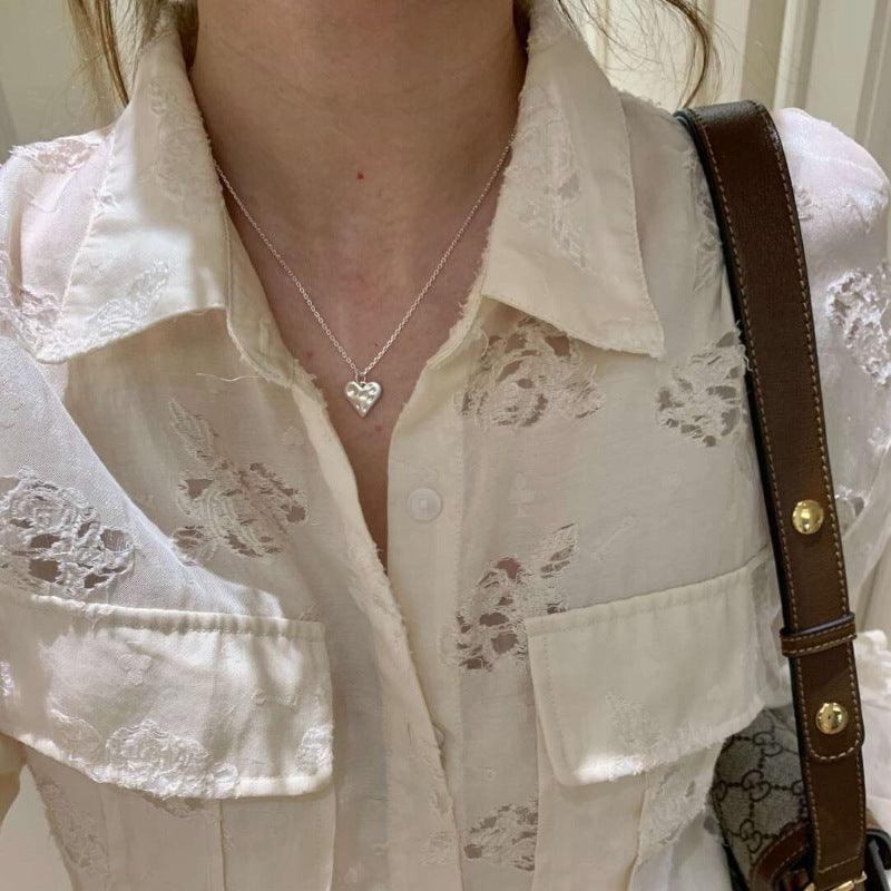 Matte Hammered Heart Necklace