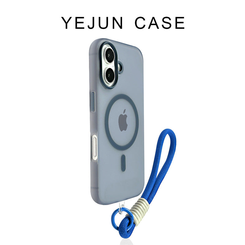 Color Block Magnetic Jelly iPhone Case with Wrist Strap