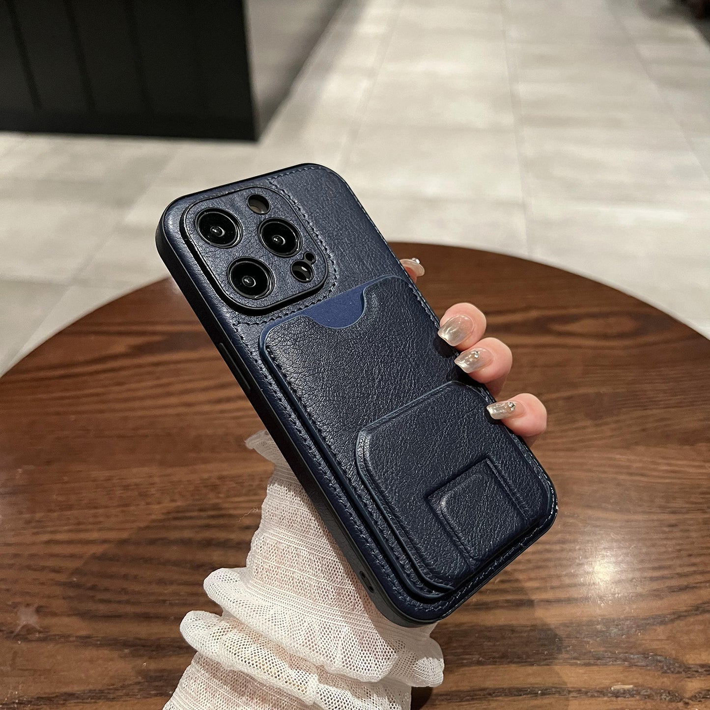 Leather Card Holder Stand iPhone Case