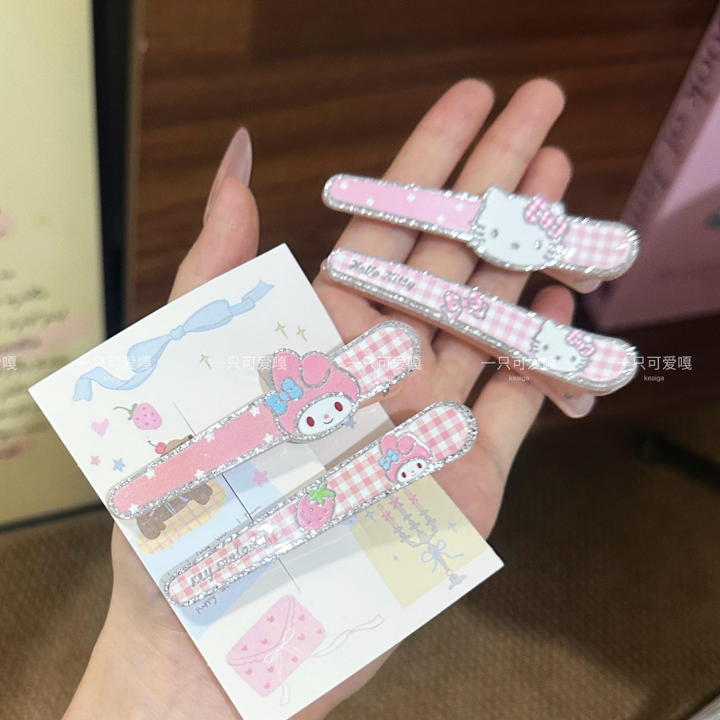 Glitter Sanrio Hair Clip Set