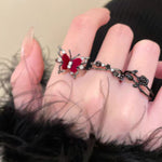 Gothic Butterfly Flower Ring
