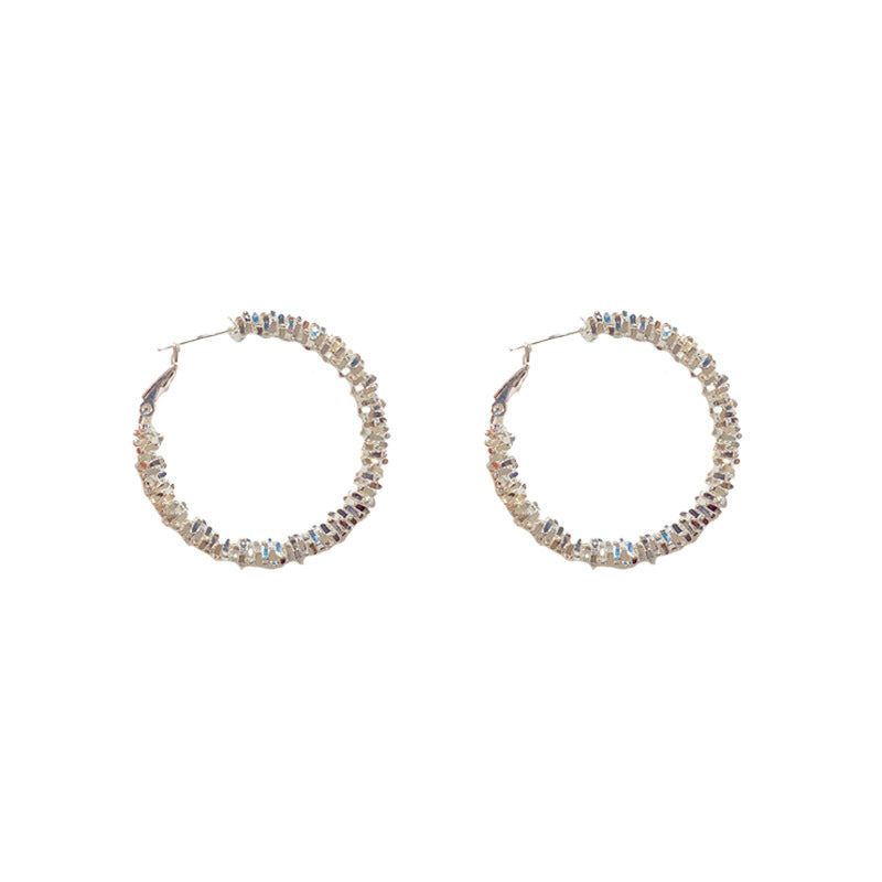 Shattered Moonlight — Textured Silver Hoop Earrings