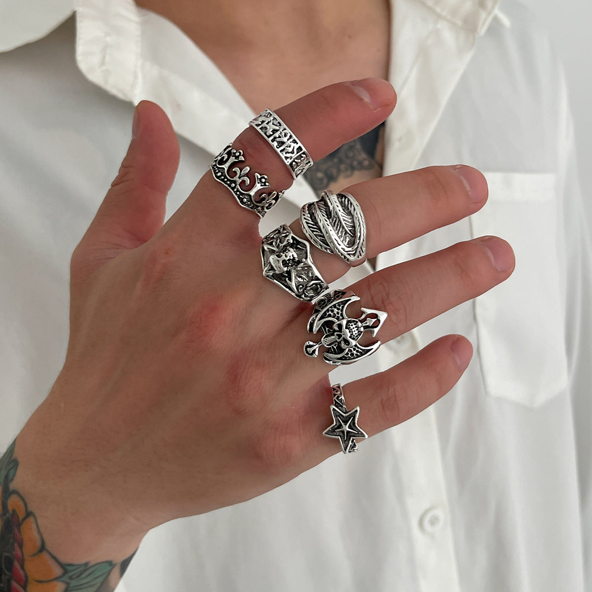 Gothic Punk Knuckle Ring Set
