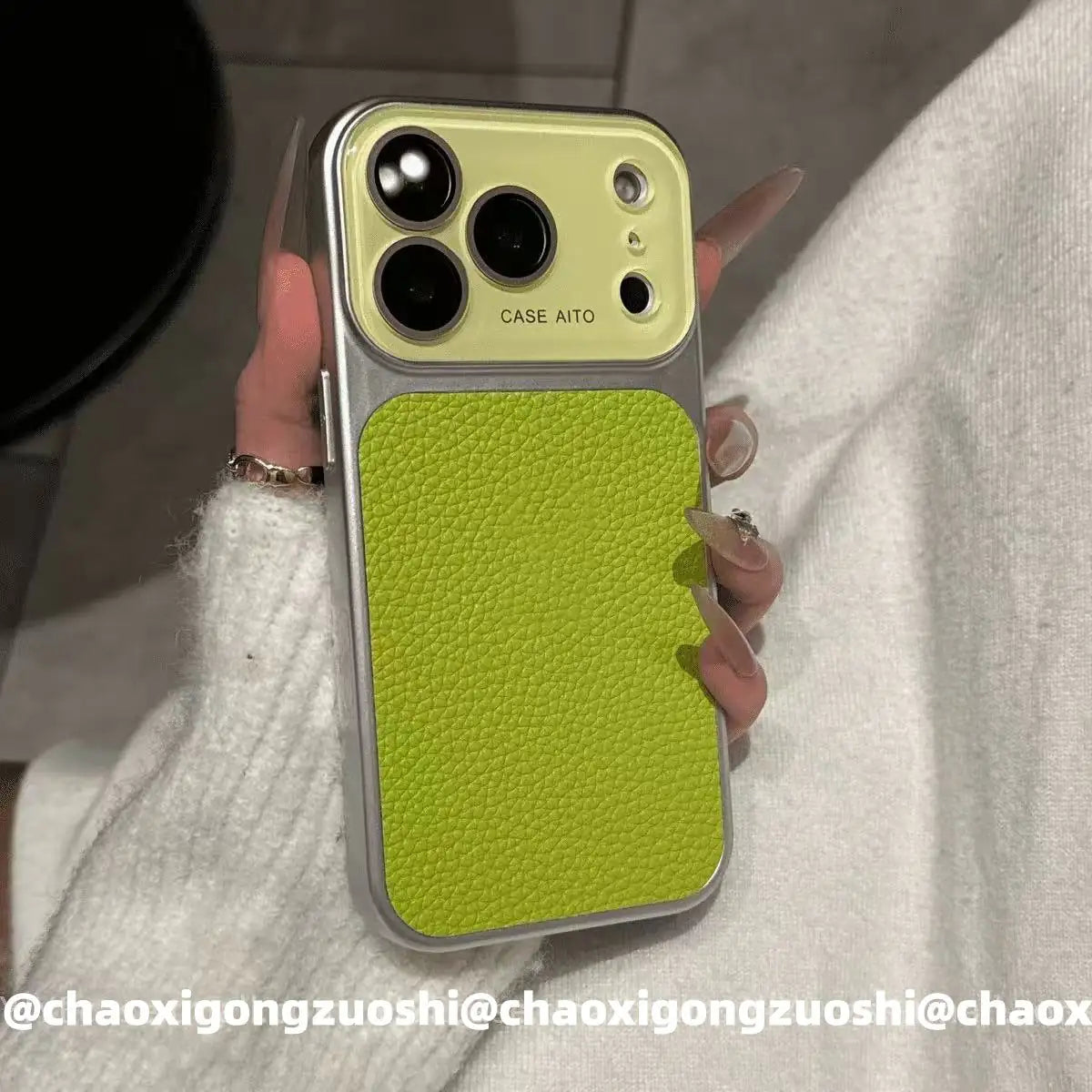 Vintage Litchi Texture Metal Frame iPhone Case