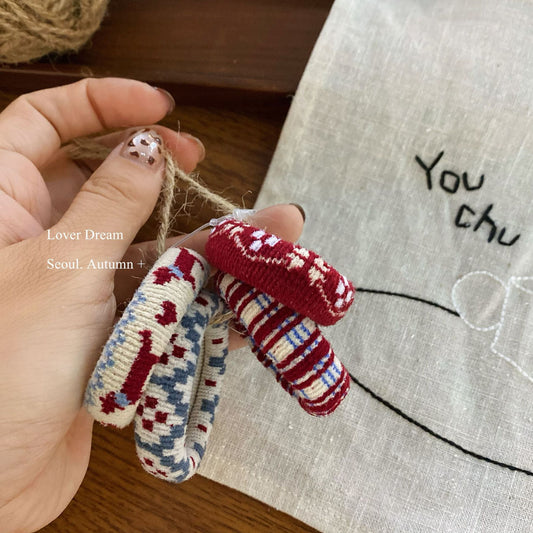 Set of 4 Ethnic Towel Hair Ties