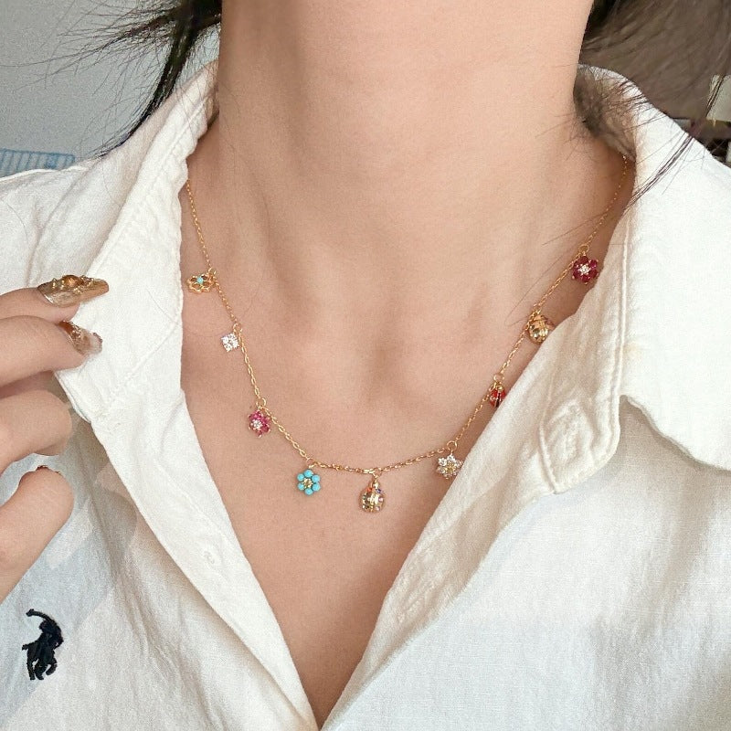 Colorful Flower Ladybug Jewelry Set