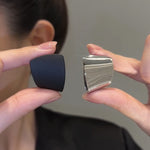 Obsidian Edge – Asymmetric Black Rhombus Earrings