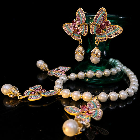 Rainbow Drizzle — Enamel Umbrella Jewelry Set