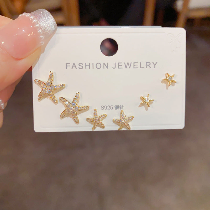 Ocean Whisper — Starfish Trio Stud Earrings Set