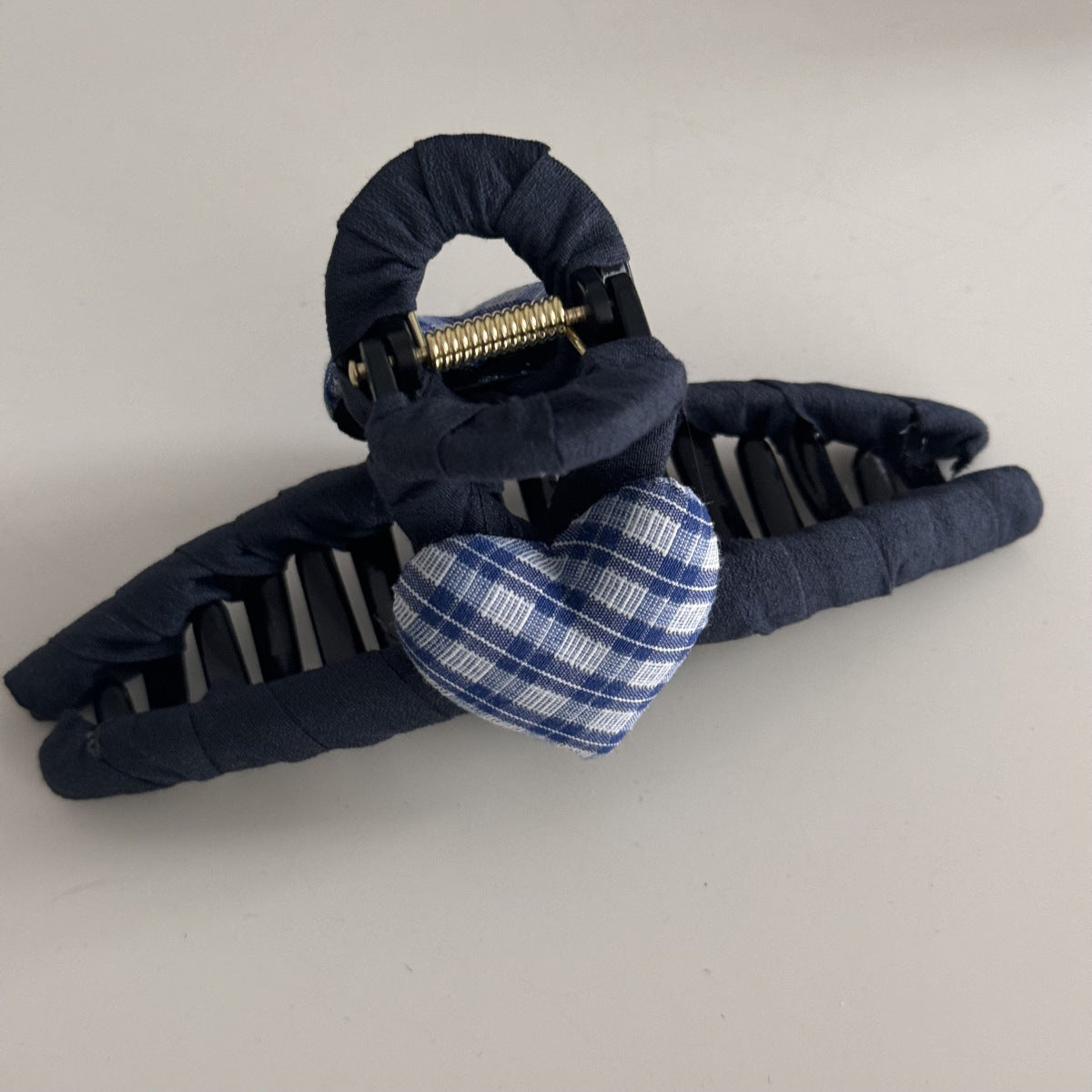Blue-Gray Lace Plaid Hair Clip & Scrunchie