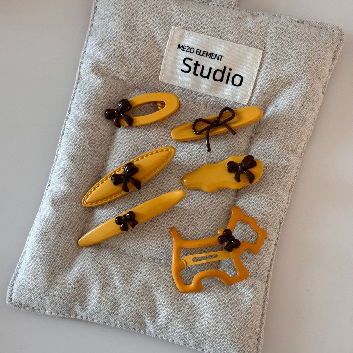 Yellow Coffee Bow Hair Clip