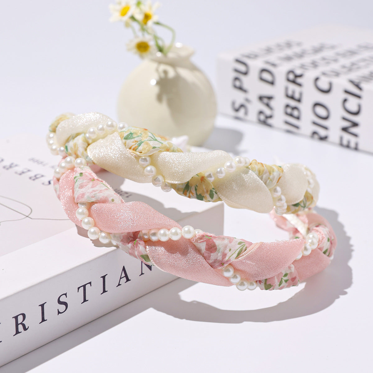 Floral Pearl Twist Headband