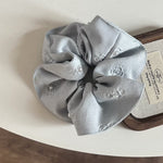 Embossed Floral Pearl Hair Scrunchie