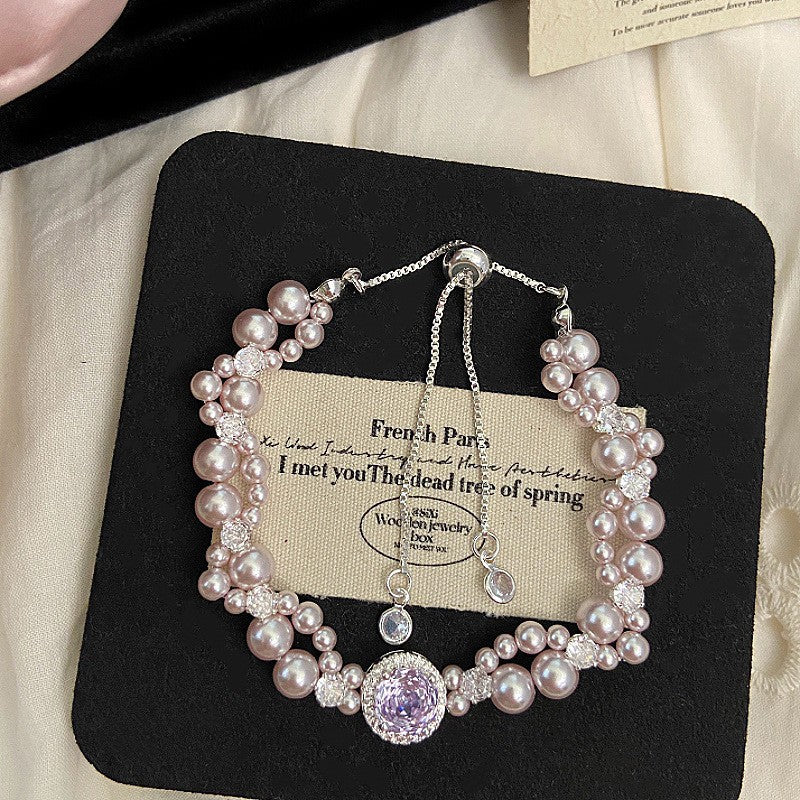 Rose Charm – Manta Pearl & Pavé Zircon Bracelet