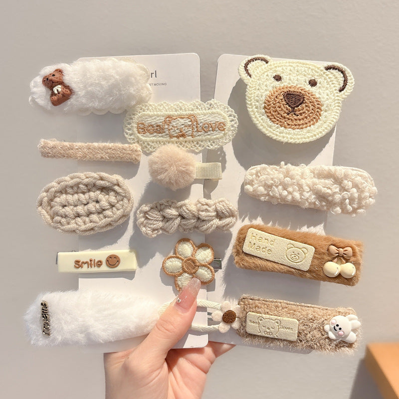 Cream Plush Hair Clip for Kids