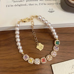 Candy Gleam – Colorful Square Zircon & Manta Pearl Bracelet