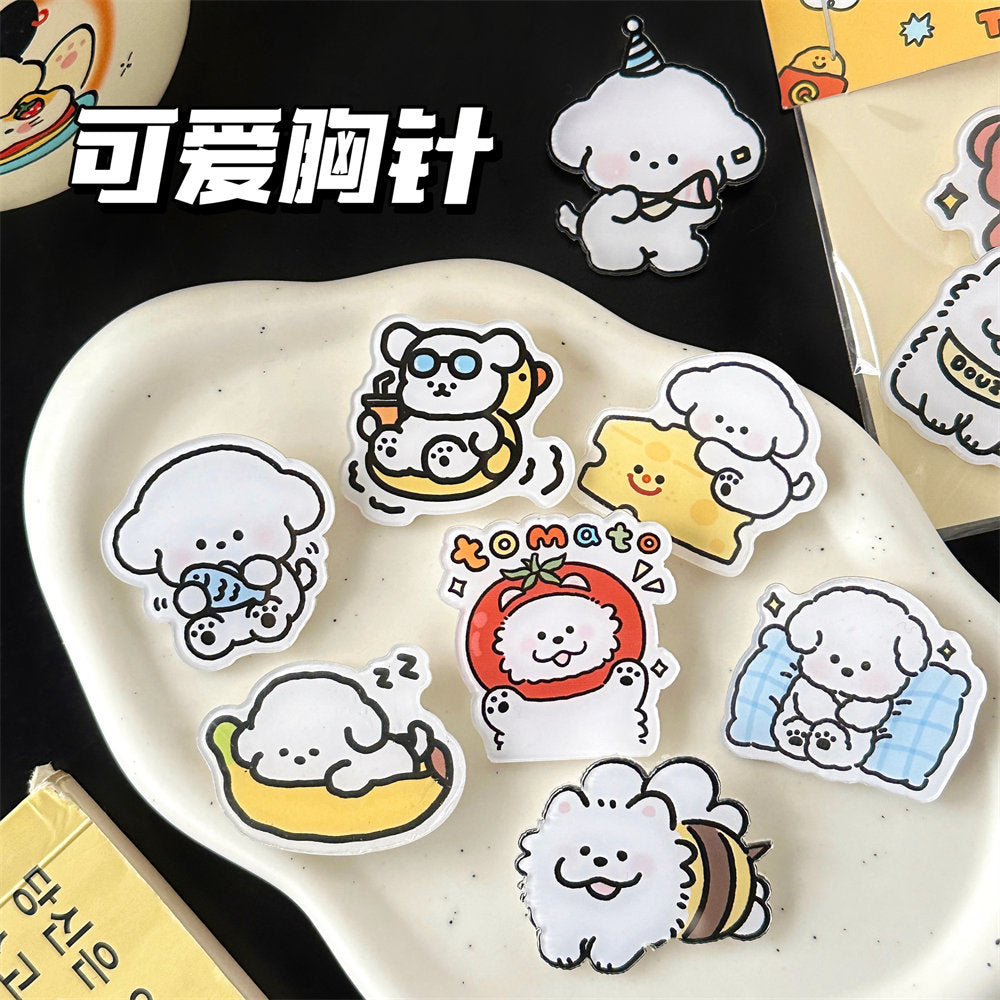 Cute Dog Keychain & Pin Set