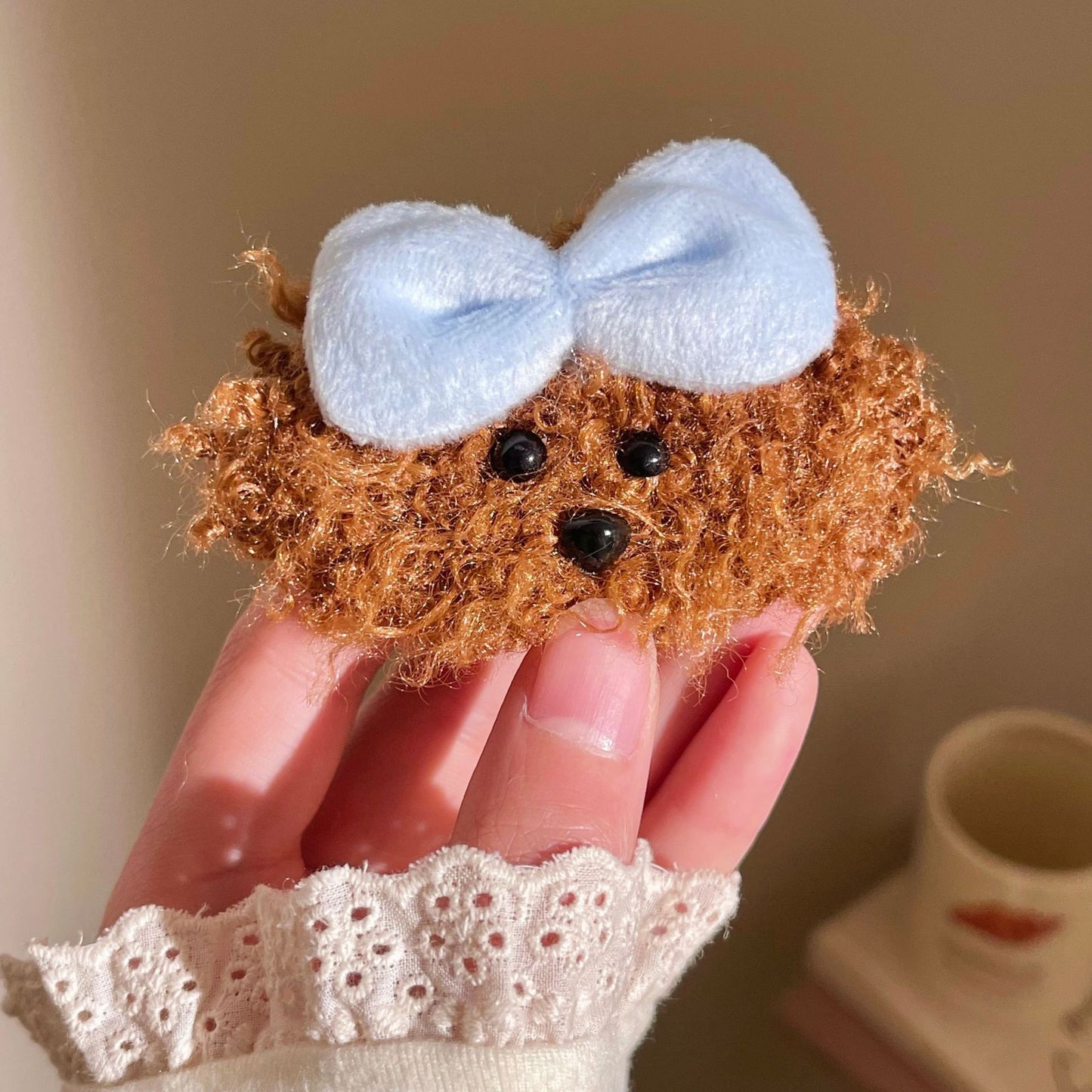 Cute Teddy Dog Bow Hair Clip