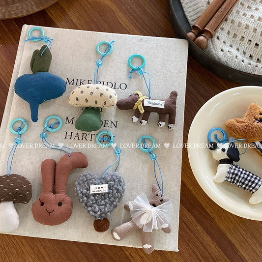 Padded Mushroom & Dog Keychain