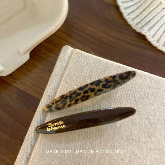 Gold Letter Leopard Hair Clip
