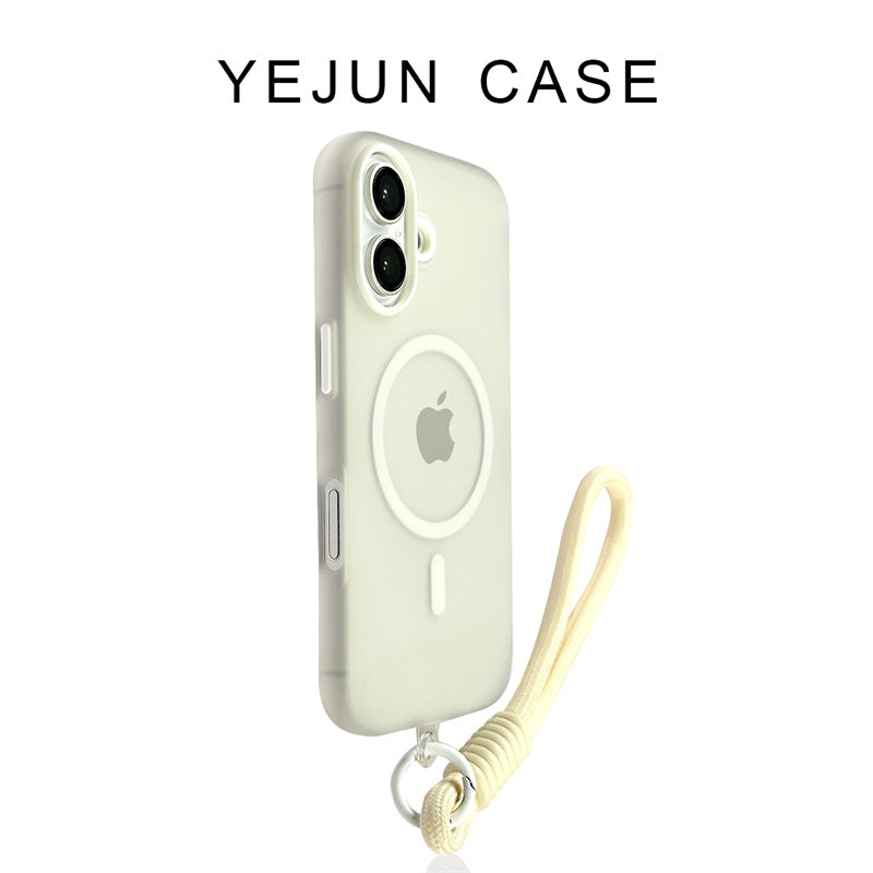 Color Block Magnetic Jelly iPhone Case with Wrist Strap