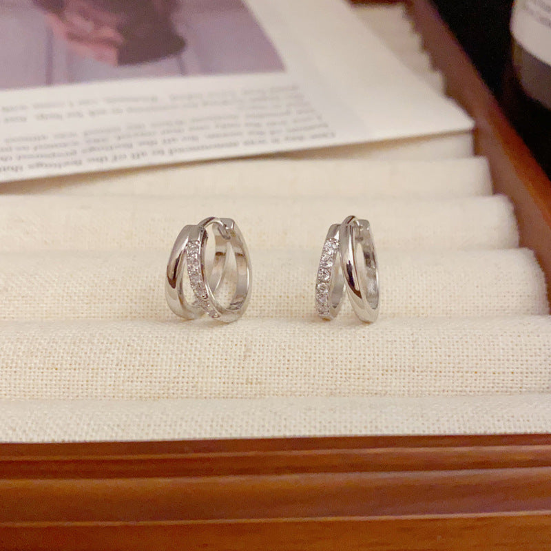 Minimal Grace — Hollow Zircon Hoop Ear Clips