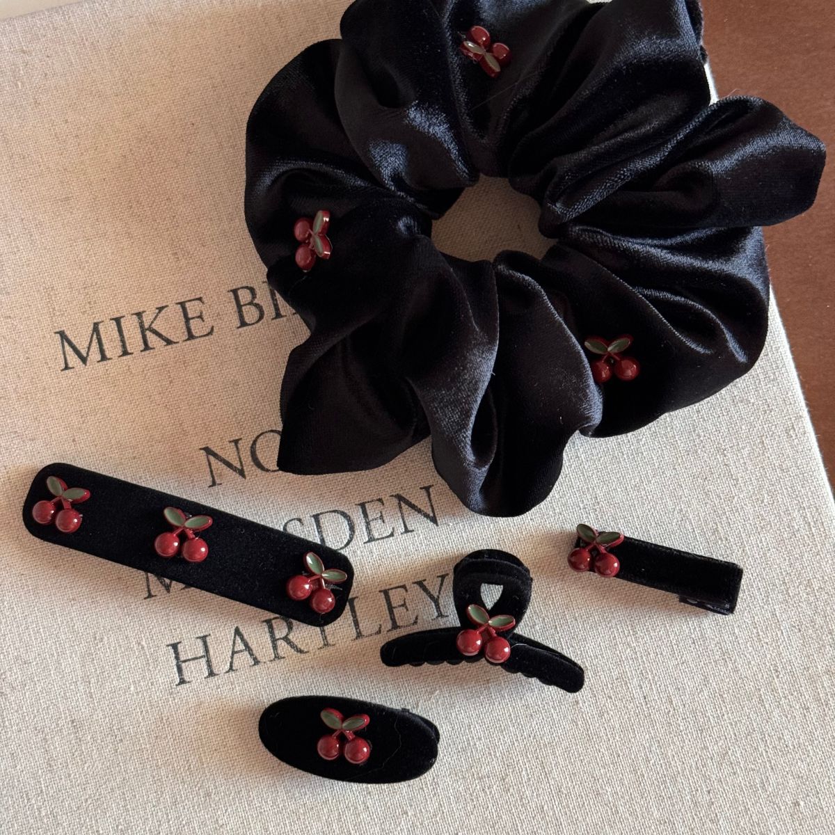 Cherry Velvet Hair Clip