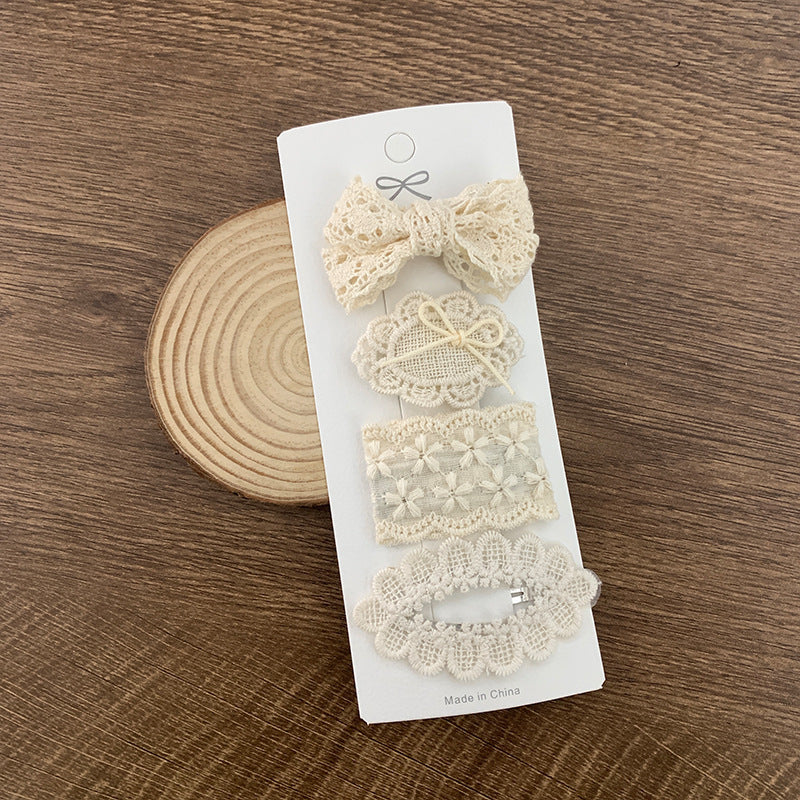 Milk Tea Lace Baby Hair Clip Set