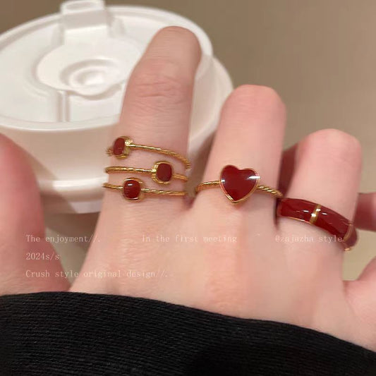 Red Enamel Heart Ring