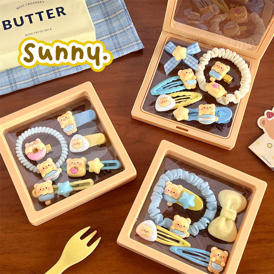 Cream Bear Hair Accessory Set