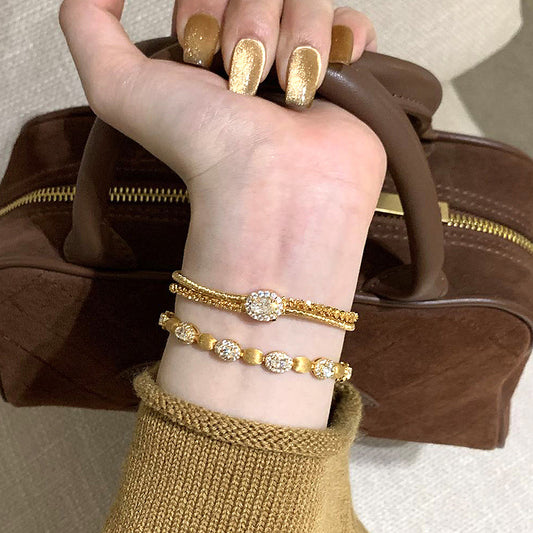 Golden Melody — Gold Wire Wrap Soft Bangle Bracelet