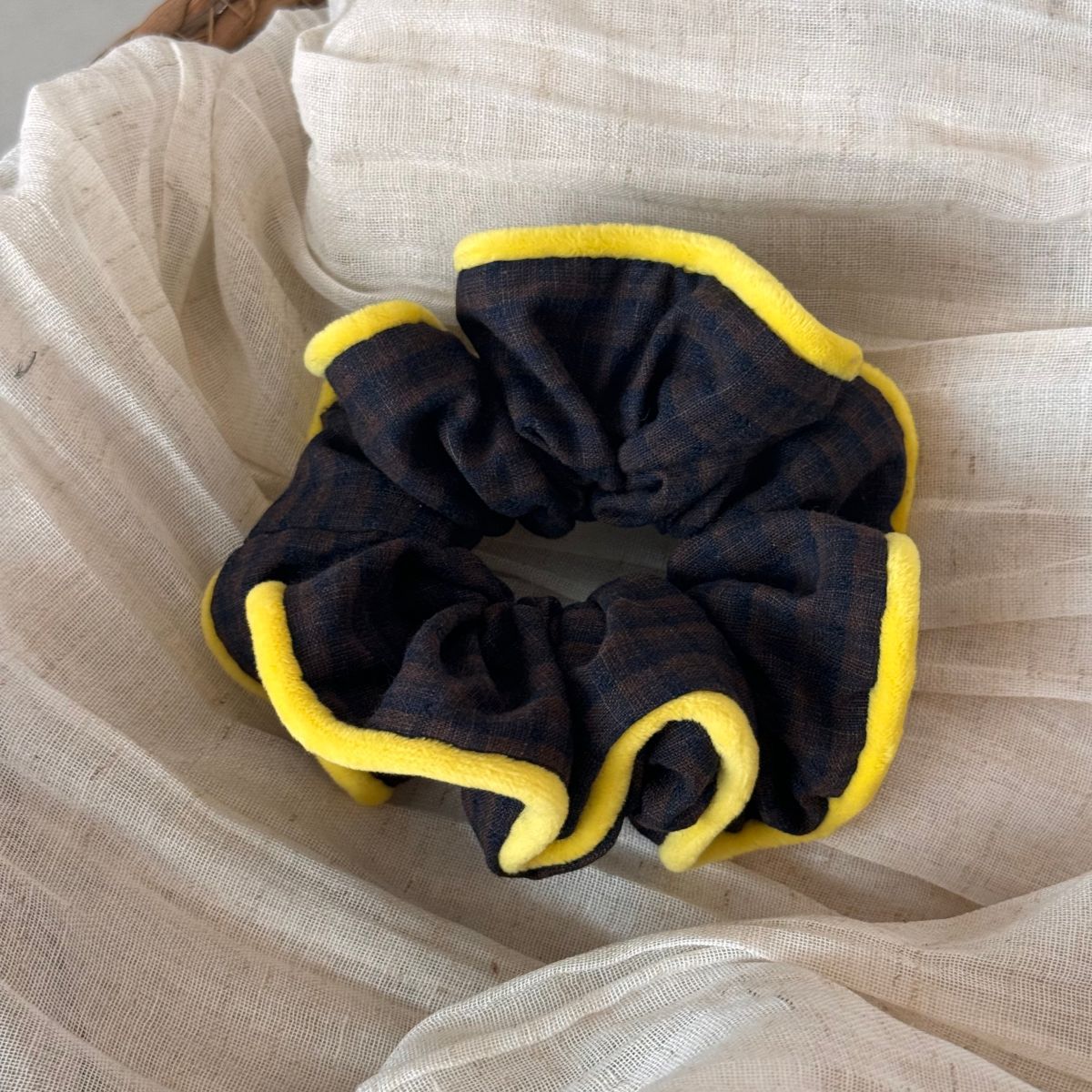 Plaid Fabric Oversized Hair Tie