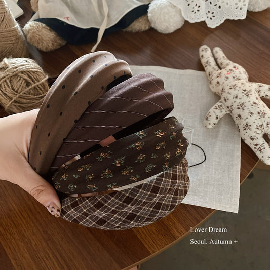 Brown Floral Plaid Headband