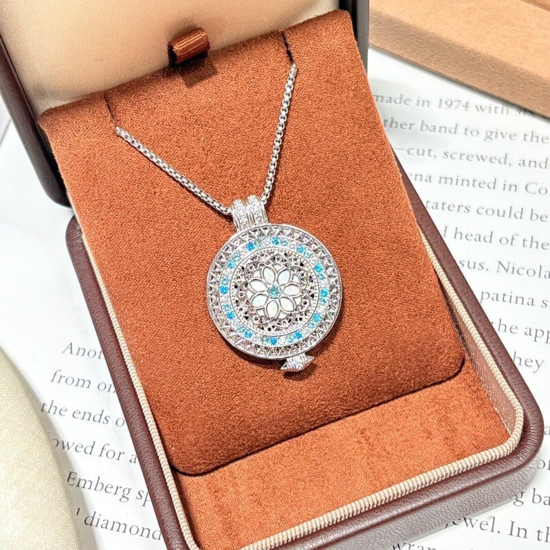 Paraiba Rose Compass Double-Sided Necklace
