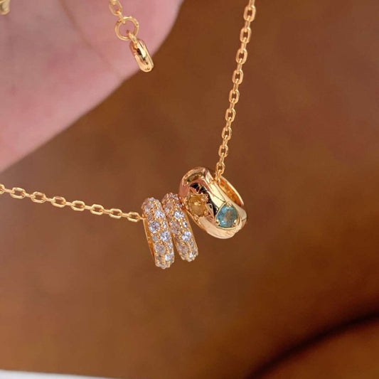 Rainbow Stone Pavé Necklace