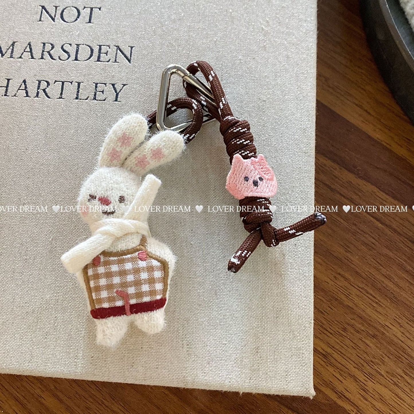 Fuzzy Bear Heart Lanyard Keychain