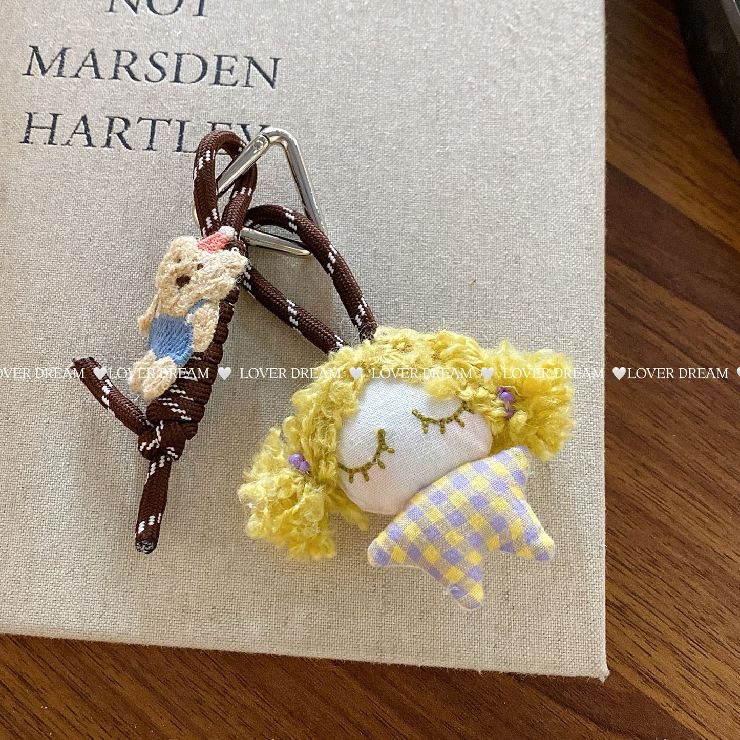 Fuzzy Bear Heart Lanyard Keychain