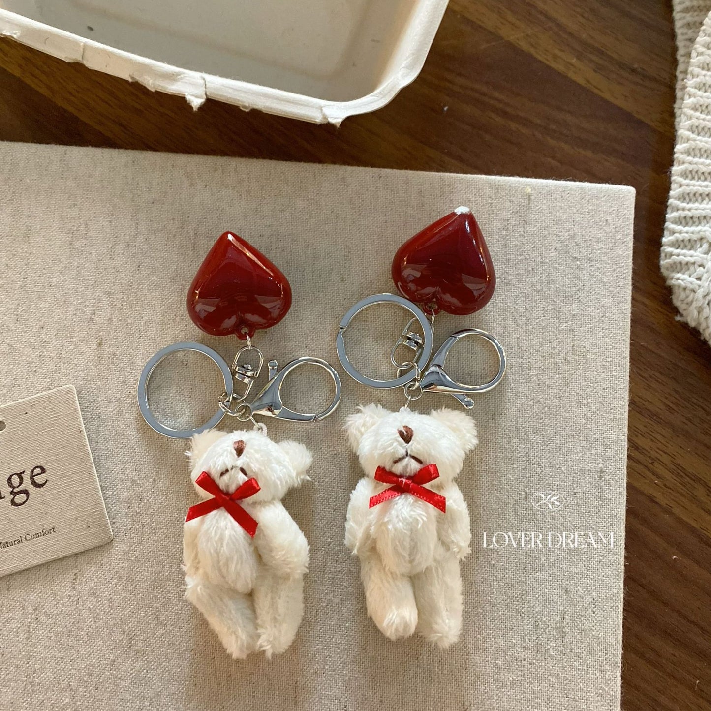 Red Heart Bear Keychain